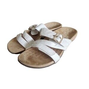 Vionic Skyler Womens Sandals 8 White Orthopetic Plantar Fasciitis Slides Comfort